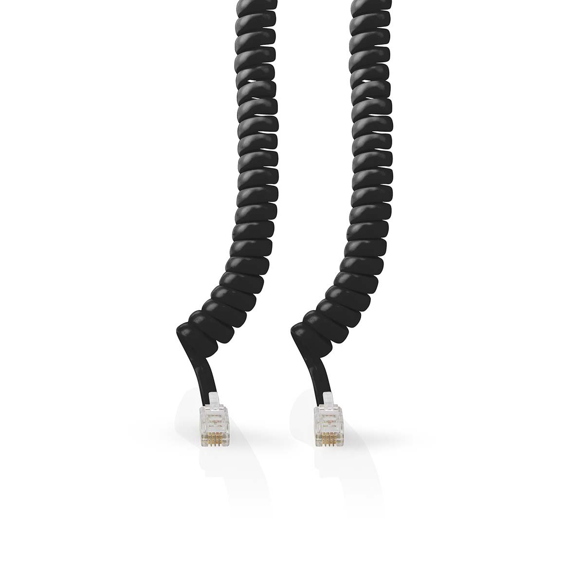 Nedis Telecomkabel | RJ10 Male | RJ10 Male | 2.00 m | Kabel design: Gekruld | Kabeltype: RJ10 | Zwart - TCGB90100BK20
