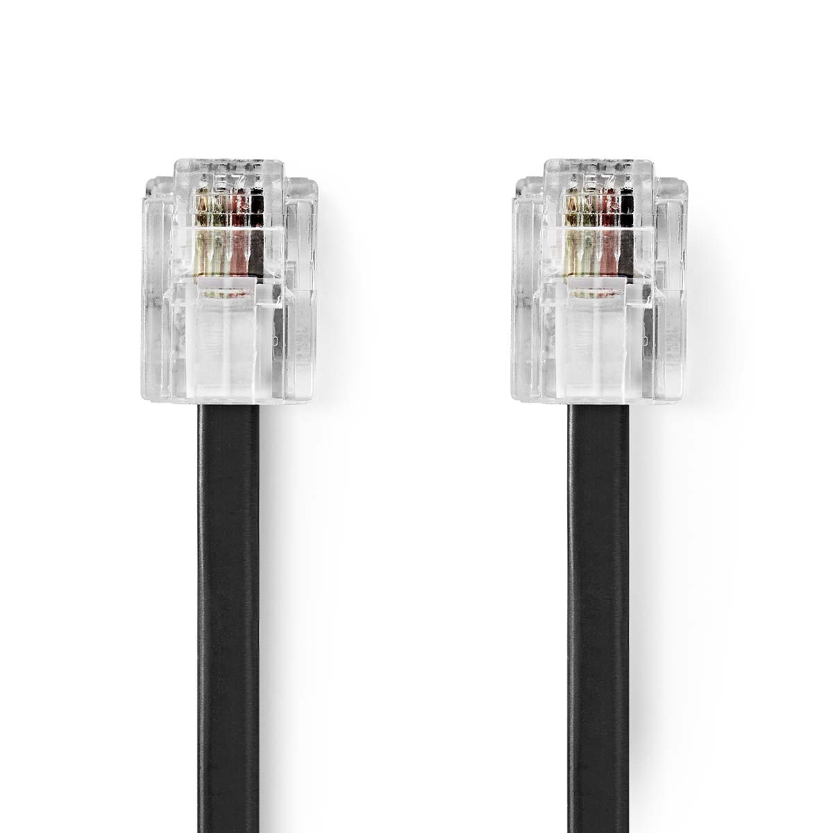 Nedis Telecomkabel | RJ11 Male | RJ11 Male | 10.0 m | Kabel design: Plat | Connectorplating: Goud Verguld | Kabeltype: RJ11 | Zwart | Label