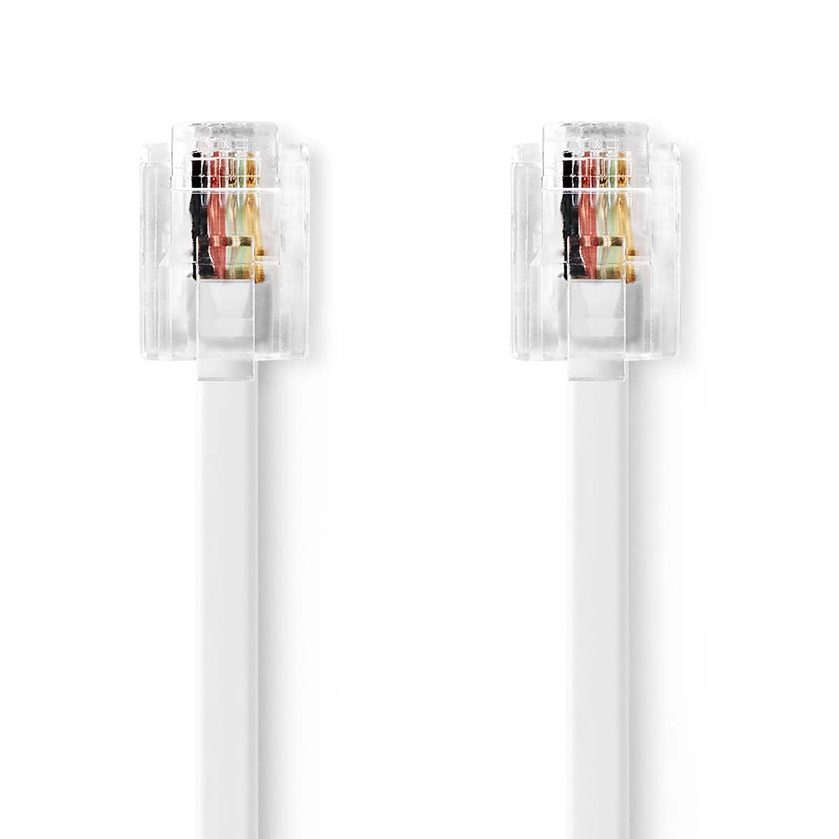 Nedis Telecomkabel | RJ11 Male | RJ11 Male | 10.0 m | Kabel design: Plat | Connectorplating: Goud Verguld | Kabeltype: RJ11 | Wit | Label