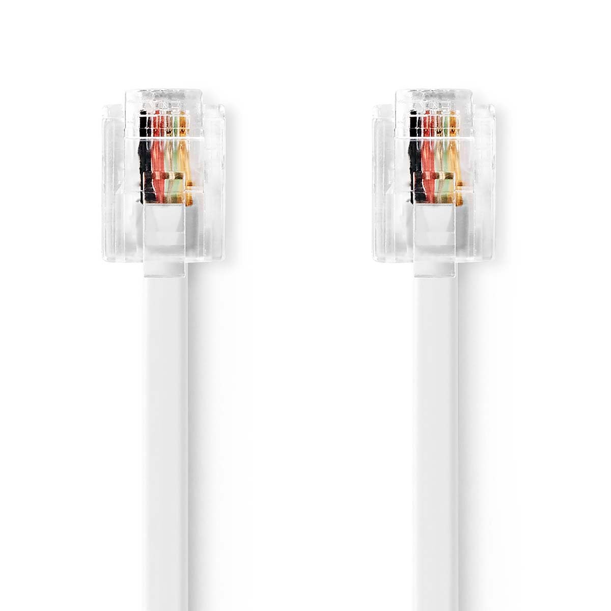 Nedis Telecomkabel | RJ11 Male | RJ11 Male | 5.00 m | Kabel design: Plat | Connectorplating: Vernikkeld | Kabeltype: RJ11 | Wit | Label