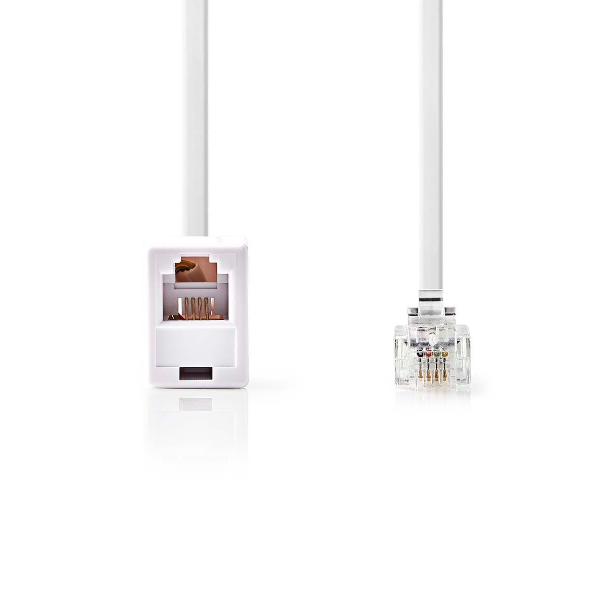 Nedis Telecomverlengkabel | RJ11 Male | RJ11 Female | 5.00 m | Kabel design: Plat | Kabeltype: RJ11 | Wit - TCGL90205WT50