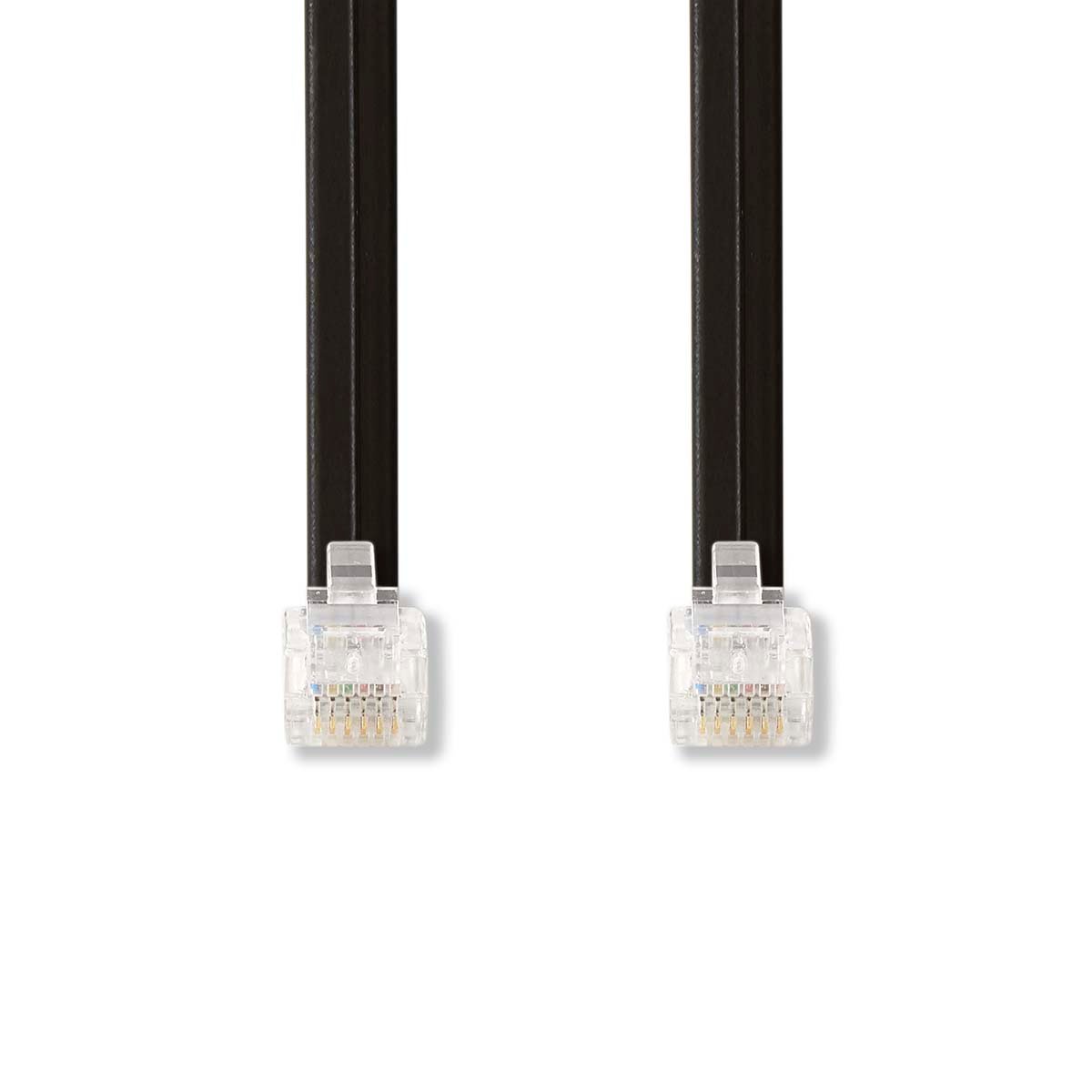 Nedis Telecomkabel | RJ12 Male | RJ12 Male | 1.00 m | Kabel design: Plat | Kabeltype: RJ12 | Zwart - TCGL90300BK10