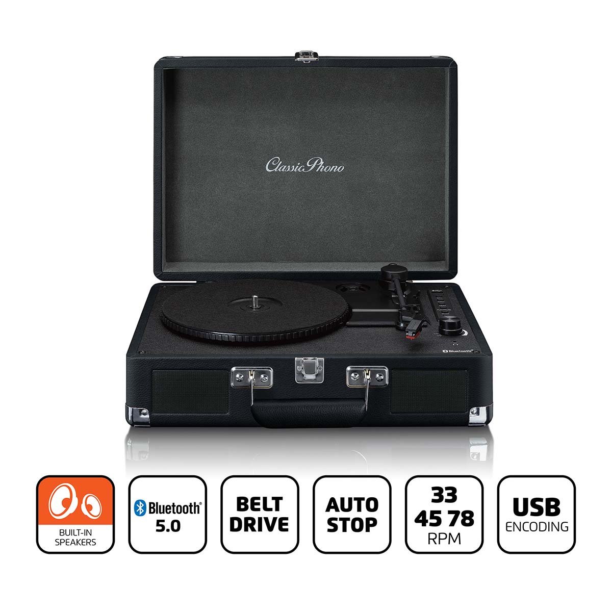 Lenco Retro platenspeler BT USB afspelen/coderen Aux - TT-115BK