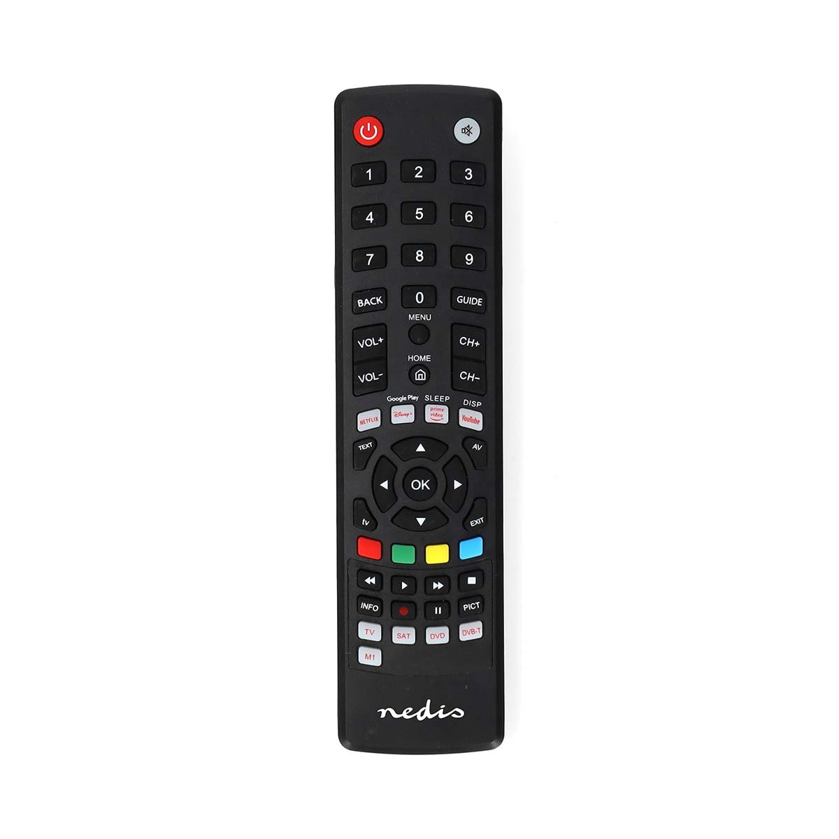 Nedis Universele Afstandsbediening | Voorgeprogrammeerd | 4 Apparaten | Amazon Prime Disney + Button Google Play Knop Netflix Knop| Zwart