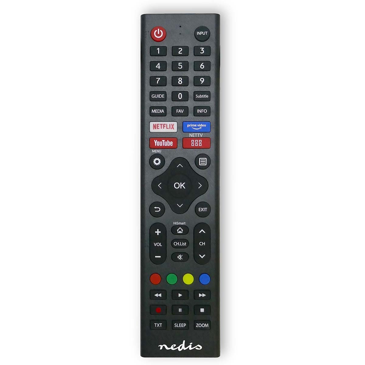 Nedis Vervangende Afstandsbediening | Geschikt voor: Hi-Sense | Voorgeprogrammeerd | 1 Apparaat | Amazon Prime Disney + Button Netflix Knop |