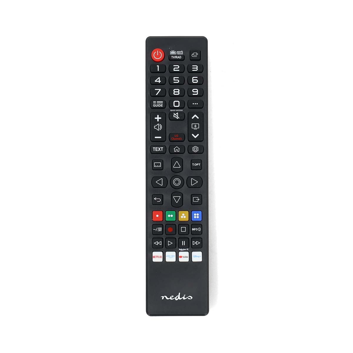 Nedis Vervangende Afstandsbediening | Geschikt voor: LG | Voorgeprogrammeerd | 1 Apparaat | Amazon Prime Disney + Button Netflix Knop | Zwart