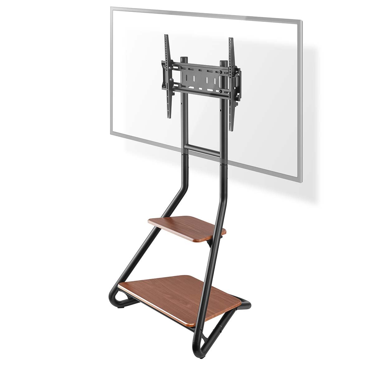 Nedis TV Vloerstandaard | 37 75 " | Maximaal schermgewicht: 40 kg | Bauhaus Design | Aanpasbare vooraf ingestelde hoogtes | MDF Staal | Bruin
