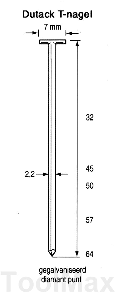 Dutack T-nagels | 25mm | 2000 stuks - 5220035