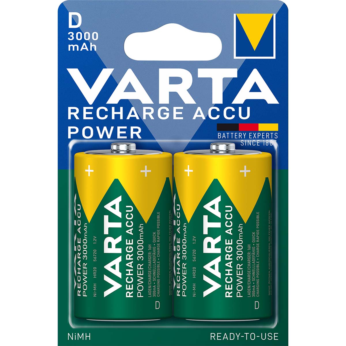 Varta Oplaadbare NiMH Batterij D 1.2 V 3000 mAh 2-Blister - VARTA-56720B