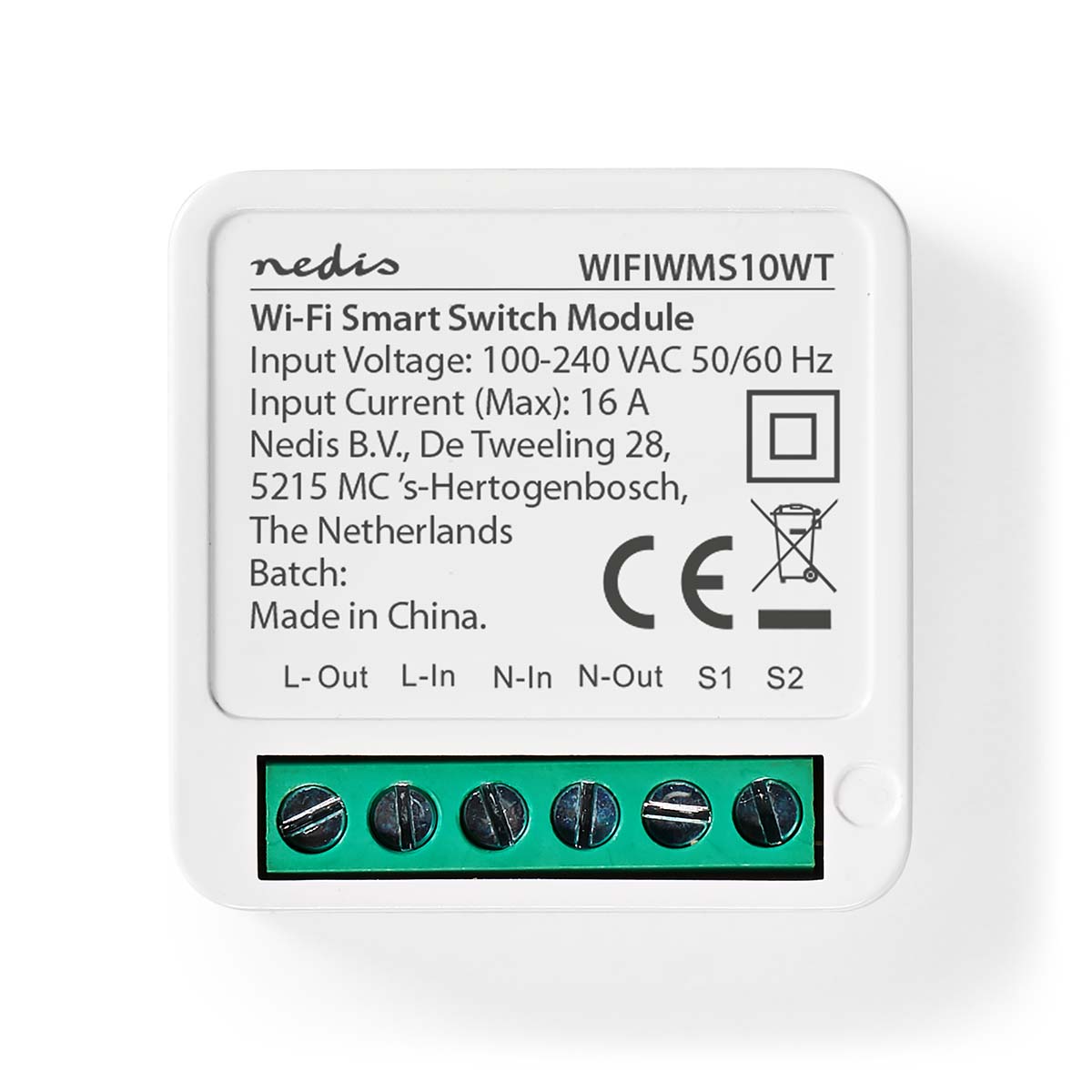 Nedis SmartLife Schakelaar | Wi-Fi | 3680 W | Kroonsteen | App beschikbaar voor: Android / IOS - WIFIWMS10WT