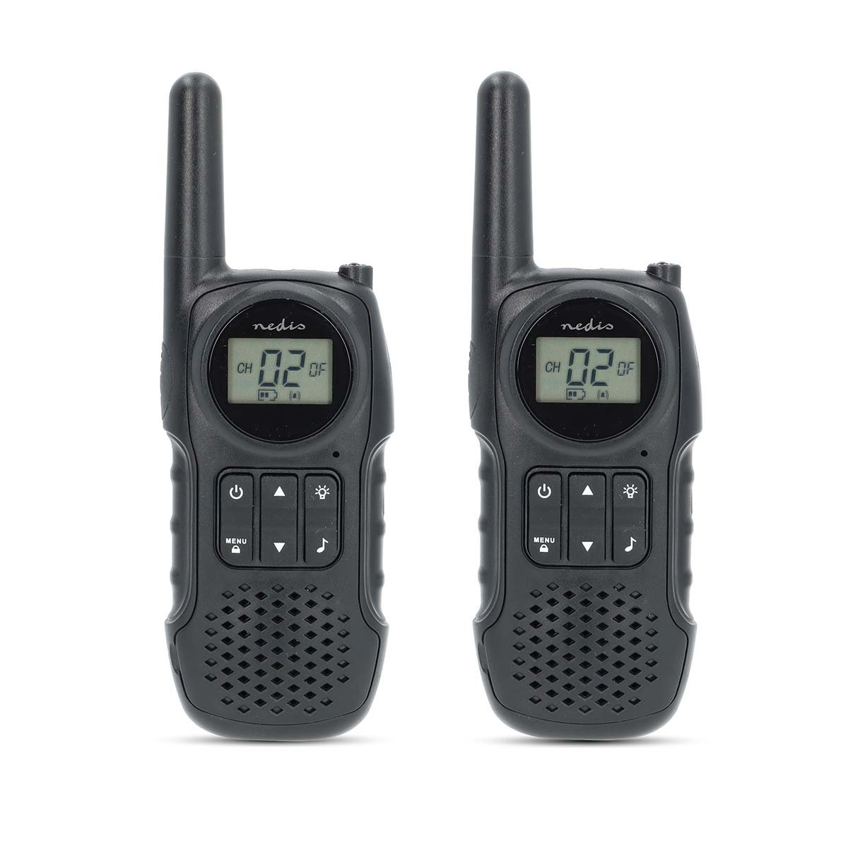 Nedis Walkie talkie Set | 2 Handsets | Tot 10 km | Frequentiekanalen: 8 | PTT VOX | tot 3 uur | Koptelefoonoutput | Zwart WLTK1050BK