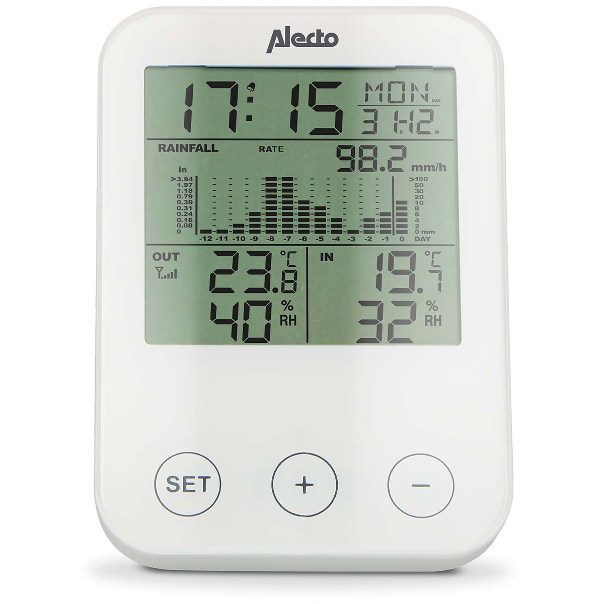 Alecto Weerstation met draadloze sensor Zwart Grijs WS-1200