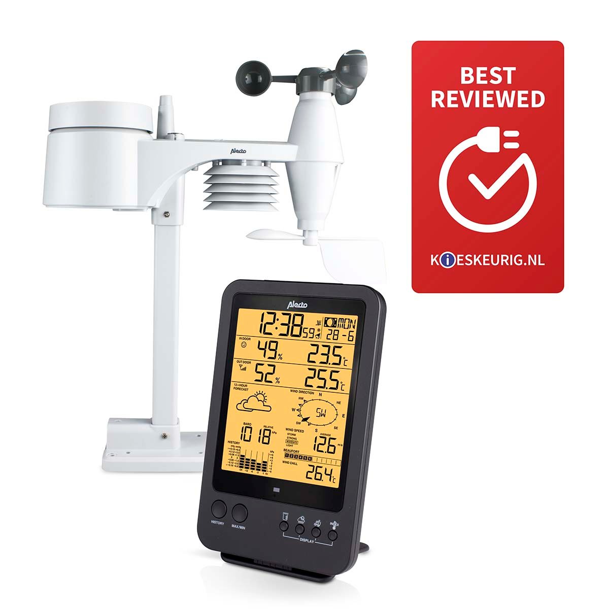 Alecto WS-4700 Professioneel weerstation met draadloze sensor zwart - WS-4700