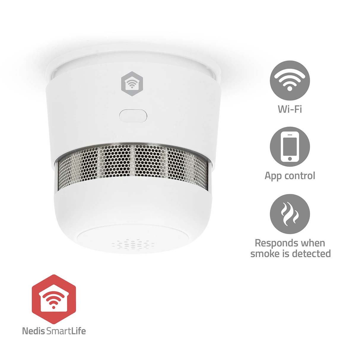 Nedis SmartLife rookmelder | Zigbee 3.0 | 10-jarige sensor | 85 dB | Wit - ZBDS11WT