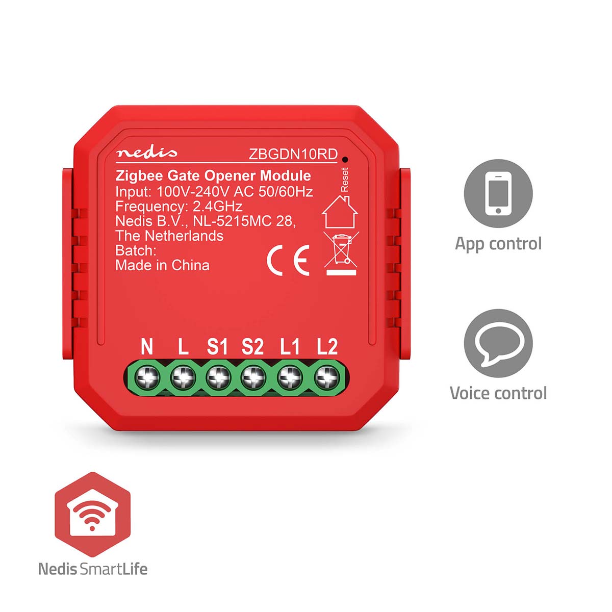 Nedis SmartLife inbouwmodule | Zigbee 3.0 | Garagedeuropener | 2,5 W - ZBGDN10RD