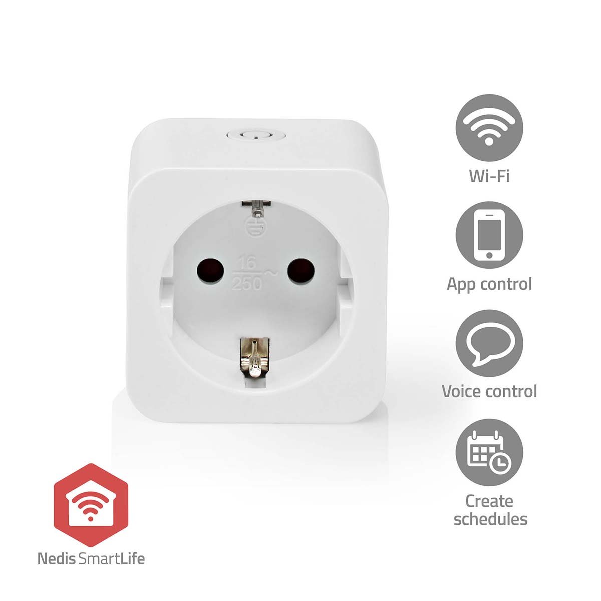 Nedis SmartLife Slimme Stekker | Zigbee 3.0 | IP21 | Energiemeter | 3680 W | Hybrid (CEE 7 7) | 0 55 °C | Android™ IOS | Wit | 1 Stuks ZBP131FWT
