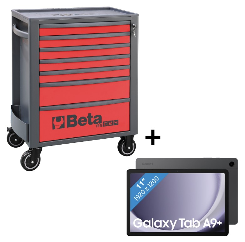 Beta 2400 RSC24/7 Gereedschapswagen | + Samsung Galaxy Tab A9+ | Rood - ZNLDEC030