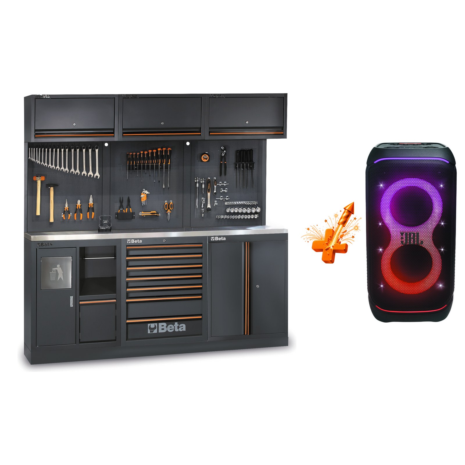 Beta C45PRO 2.0 AX/157UT Werkplaatsinrichting AX met 157 Gereedschappen + JBL PartyBox Stage 320 - ZNLDEC032