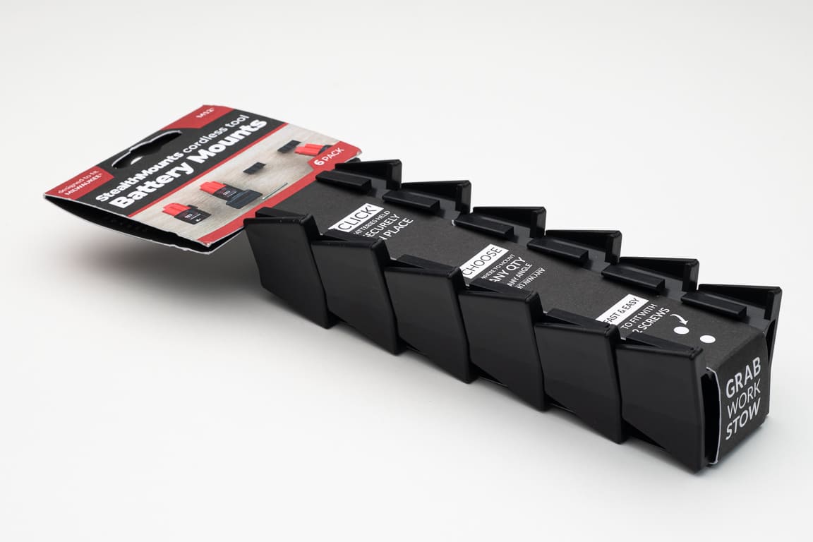 StealthMounts BM-MW12-BLK-6-BLK Accuhouder voor Milwaukee M12 | Zwart | 6-pack - BM-MW12-BLK-6-BLK
