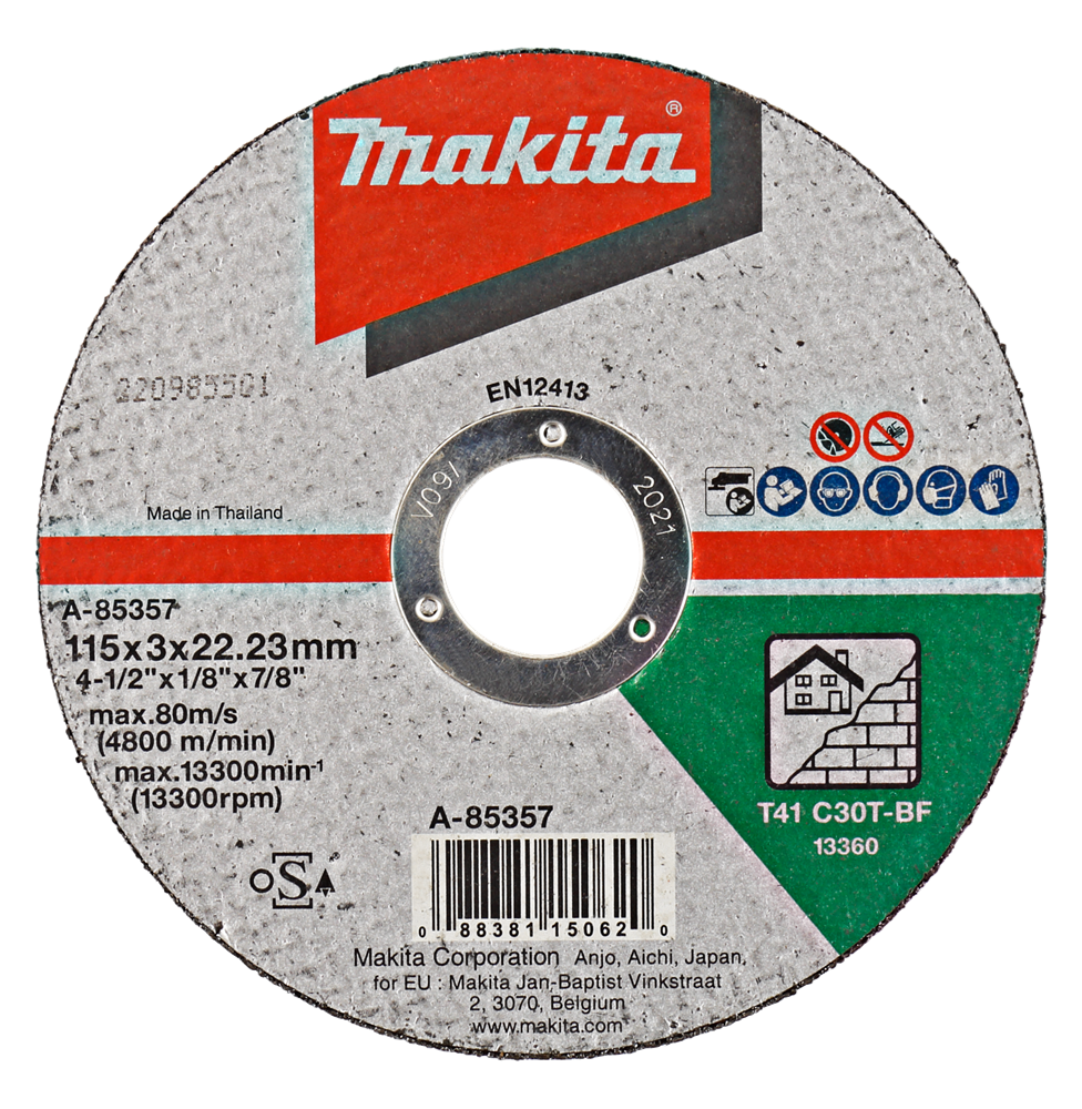 Makita Accessoires Doorslijpschijf 115x3,0mm steen - A-85357 - A-85357