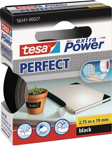 Tesa Weefseltape | zwart | lengte 2,75 m | breedte 19 mm wiel | 10 stuks - 56341-00027-03 56341-00027-03