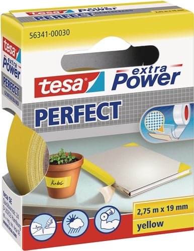 Tesa Weefseltape | geel | lengte 2,75 m | breedte 19 mm wiel | 10 stuks - 56341-00030-03 56341-00030-03