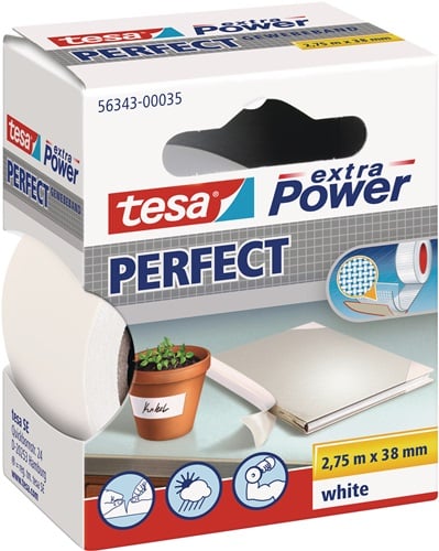Tesa Weefseltape | wit | lengte 2,75 m | breedte 38 mm wiel | 6 stuks - 56343-00035-03 56343-00035-03