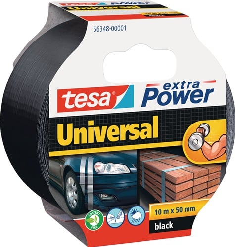 Tesa Weefseltape | zwart | lengte 10 m | breedte 48 mm wiel | 6 stuks - 56348-00001-05 56348-00001-05