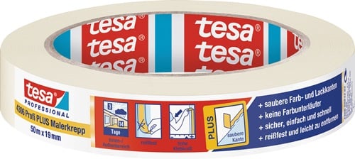 Tesa Afplakband | licht gecrêpt | lichtbeige | lengte 50 m | breedte 19 mm | wiel | 16 stuks - 04306-00042-02 04306-00042-02