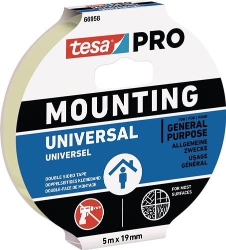 Tesa Montageband | wit | lengte 5 m | breedte 19 mm | 8 stuks - 66958-00001-00 66958-00001-00