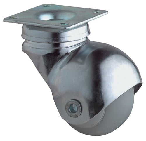 BS Rollen Kogelzwenkwieltje | wiel-d. 40 mm draagvermogen 30 kg | met schroefplaat | rubber grijs | 1 stuk - F60.040 F60.040