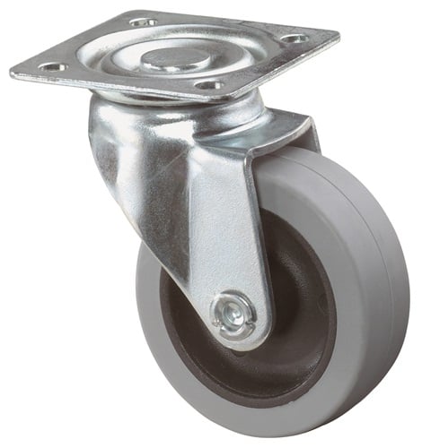 BS Rollen Zwenkwiel | wiel-d. 50 mm draagvermogen 35 kg | met schroefplaat | grijs | 1 stuk - A200.A80.050 A200.A80.050
