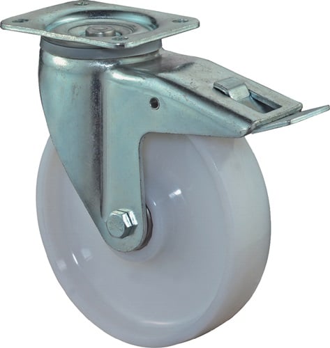 BS Rollen Zwenkwiel voor zware lasten | wiel d. 200 mm draagvermogen 1000 kg | met rem kunststof | 135x110 mm | 1 stuk - L620.B15.200 L620.B15.200