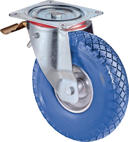 BS Rollen Zwenkwiel met totaalklem | wiel-d. 200 mm draagvermogen 75 kg | met schroefplaat rollager | rubber zwart | 1 stuk - L420.C91.200