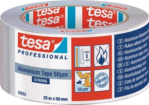 Tesa Aluminiumtape | met liners | lengte 25 m | breedte 50 mm wiel | 6 stuks - 63652-00001-00 63652-00001-00