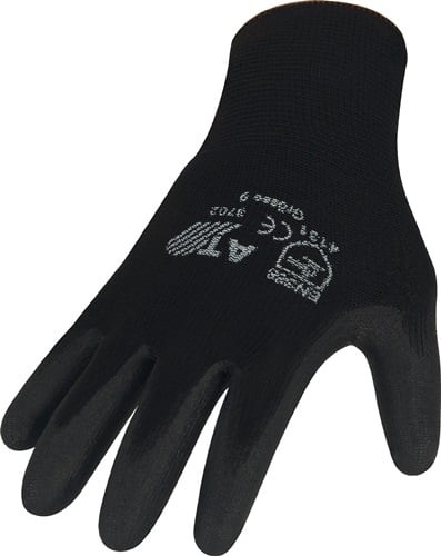Asatex Handschoen | maat 8 zwart | EN 388 PSA-categorie II | nylon met polyurethaan | 12 paar - 3702