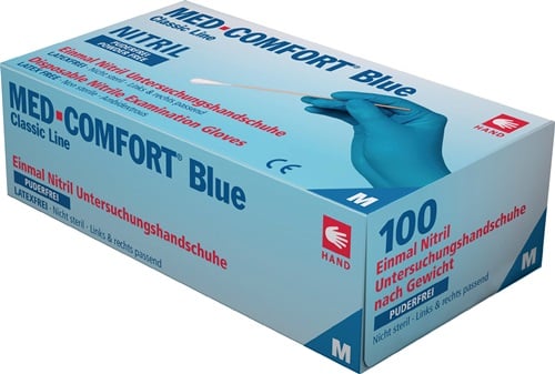 Ampri Wegwerphandschoen | maat L blauw | nitril | EN 374, EN 455 PSA-categorie III | 100 stuks - 01192-L - 01192-L