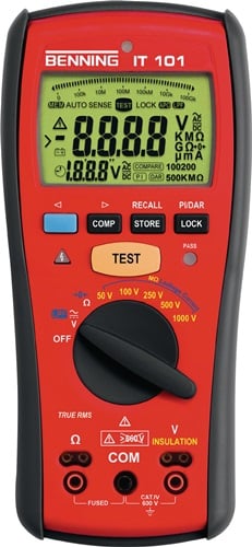 Benning Isolatie-/weerstandsmeter | 0,1-600 V AC/DC V | 50 kohm-20 Gohm | 1 stuk - 044033 044033
