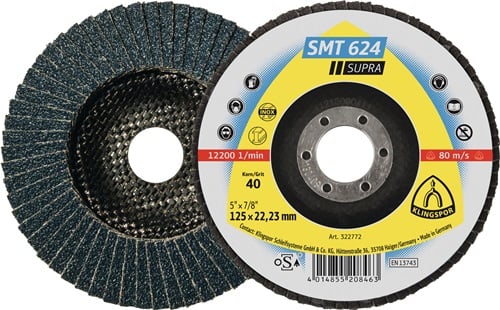 Klingspor Lamellenschuurschijf | d. 115 mm korreling 80 12graden conisch | RVS zirkoniumkorund | 10 stuks - 322768 322768