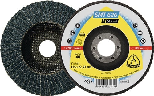 Klingspor Lamellenschuurschijf | d. 115 mm korreling 120 6graden conisch | RVS zirkoniumkorund | 10 stuks - 321683 321683