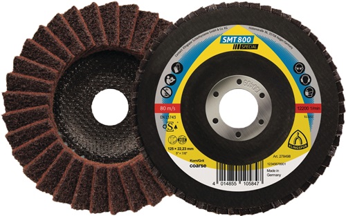 Klingspor Lamellenschuurschijf | d. 125 mm korreling medium conisch | RVS normale korund | 5 stuks - 278499 278499