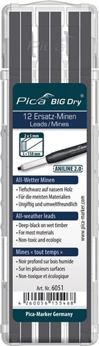 Pica Vullingenset | 12x grafiet/zwart | nat hout | Big Dry 6051 | 12 stiften / set | 1 stuk - 6051 - 6051