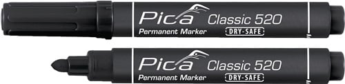 Pica Permanentmarker | zwart | streepbreedte 1-4 mm | ronde punt | 9 stuks - 520/46 - 520/46