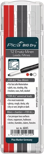 Pica Vullingenset | per 4x grafiet, wit, rood, | universeel | Big Dry 6045 | 12 stiften / set | 1 stuk - 6045 6045