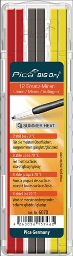 Pica Vullingen-set | 4x geel 4x rood/4x grafiet | tot 70 graden stabiel 12 stiften/set | 1 stuk - 6070 6070