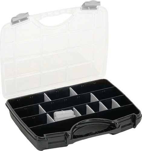 Raaco Assortimentskist | B312xD238xH51mm | max. 25 vakken 21 losse tussenschotjes | transparant zwar