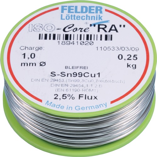 Felder Soldeerdraad | 1 mm | 250 g | S-Sn99Cu1 | 1 stuk - 18941020 18941020 afbeelding
