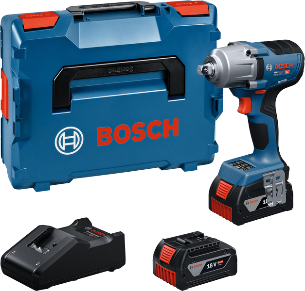 Bosch Blauw GDS 18V-450 P Accu slagmoeraanzetter 18V | 2x GBA 18V 5,0Ah + GAL 18V-40 snellader | In L-Boxx - 06019K4303