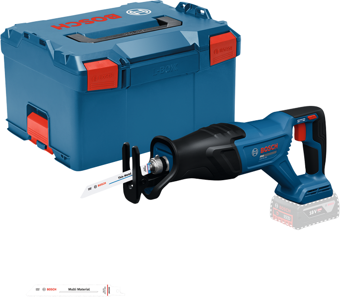 Bosch Blauw GSA18V-280 Accu reciprozaag (zonder accu/lader, 1x zaagblad S922EF, 1x zaagblad S922HF) in L-boxx - 06016D1001