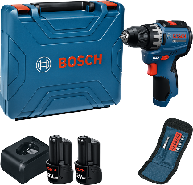 Bosch Blauw GSR 12V-31 Accu schroefboormachine 12V | 2x GBA 12V 2,0Ah + GAL 12V-20 + 11-delige bitset - 06019S6003